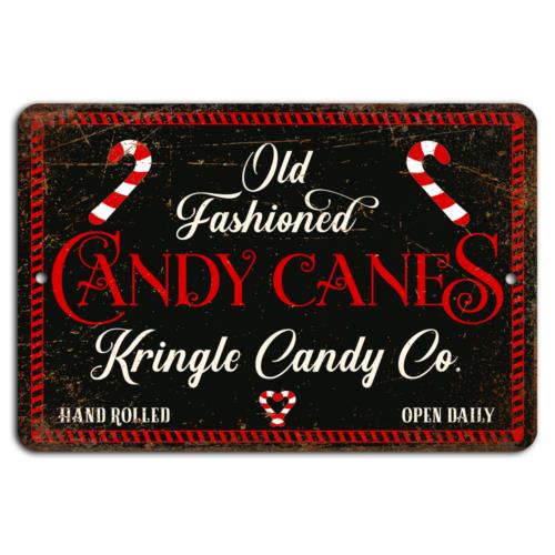 

Rustic Black OldFashioned Candy Canes Sign Kringle Candy CoAluminum 20x30cm（7.8x11.8inch）