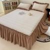 3pcs Bedding Simple Flower Bed Skirt With Pillowcases Wedding Bedspread Bed Sheet Mattress Cover Full Twin Queen King Bedsheets