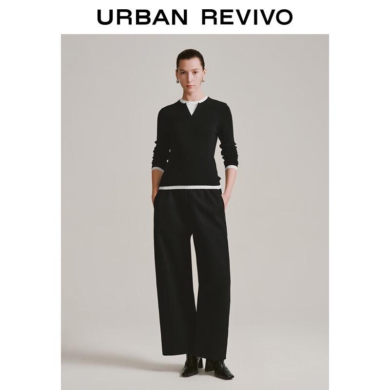 UR 2025 Winter Women's Elegant Elastic Waist Curved Pants