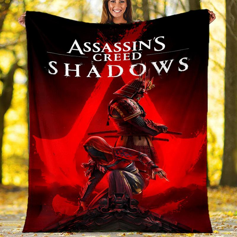 1pc Assassin's Creed Theme Blanket - Digital Print, Polyester, Cozy for All Seasons, Perfect for Outdoor, and Travel