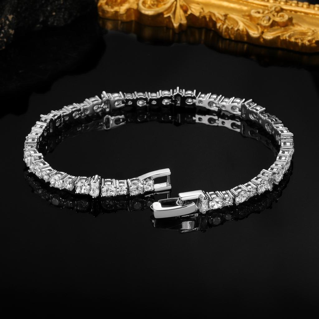 A new copper inlaid zircon irregular belt buckle tennis bracelet fashionable design trendy, popular