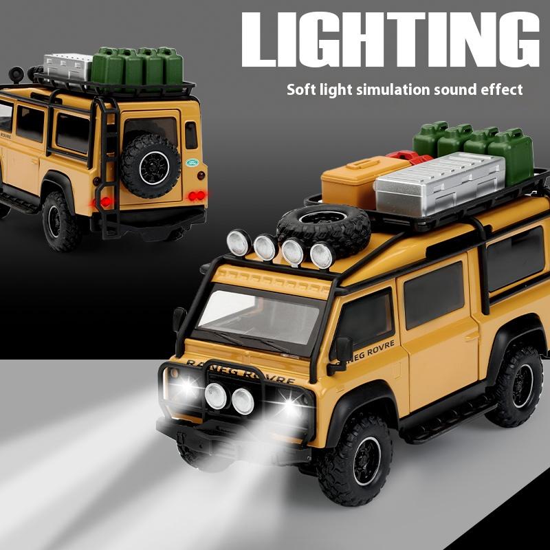 With Base 1/32 Land Rover Defender Off-Road Vehicle Die-cast Metal Camper Van Model Children's Toy Car Boy Gift Ornaments