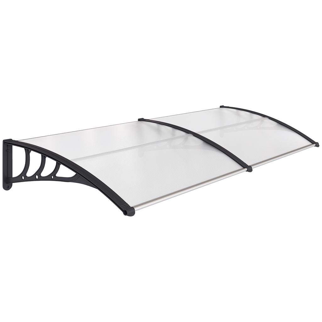 Front Door Canopy Outdoor Awning Aluminium Rigid Plastic Polycarbonate Rain Shelter UV Water Rain Resistant 75 X 195 Cm White