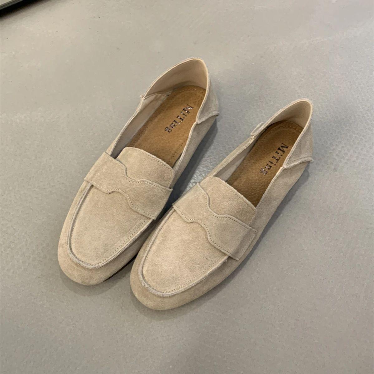 Slip on Loafers for Mum Lazy French Flats Shoes Leather Daily Maternity Driving Shoes Autumn Oxfords Thomas Shoes Zapatos Mujer cm