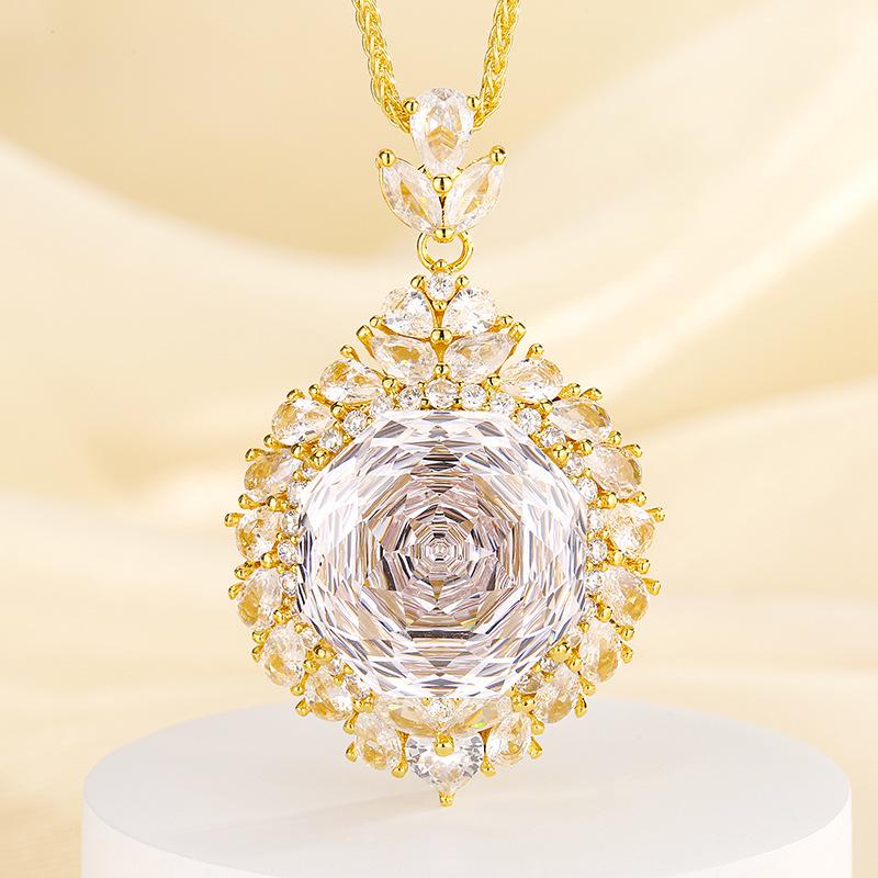 

Jewelry Copper Bottom Gold Plated Rose Cut Dry Rose Vintage Gold Pendant Main Stone 18Mm