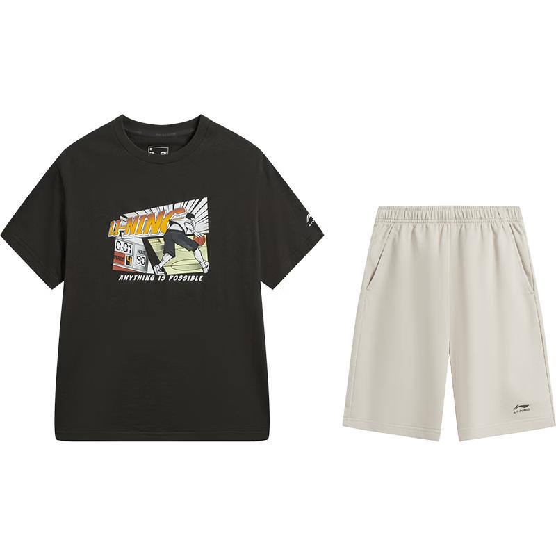 LI-NING Kids  Soft Sport Short Sleeve & Shorts Set 170