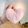 Love Heart Plush Bag Pendant Fluffy Ball Car Key Ring Imitation Rabbit Fur Solid Color Key Chain Bag Accessories