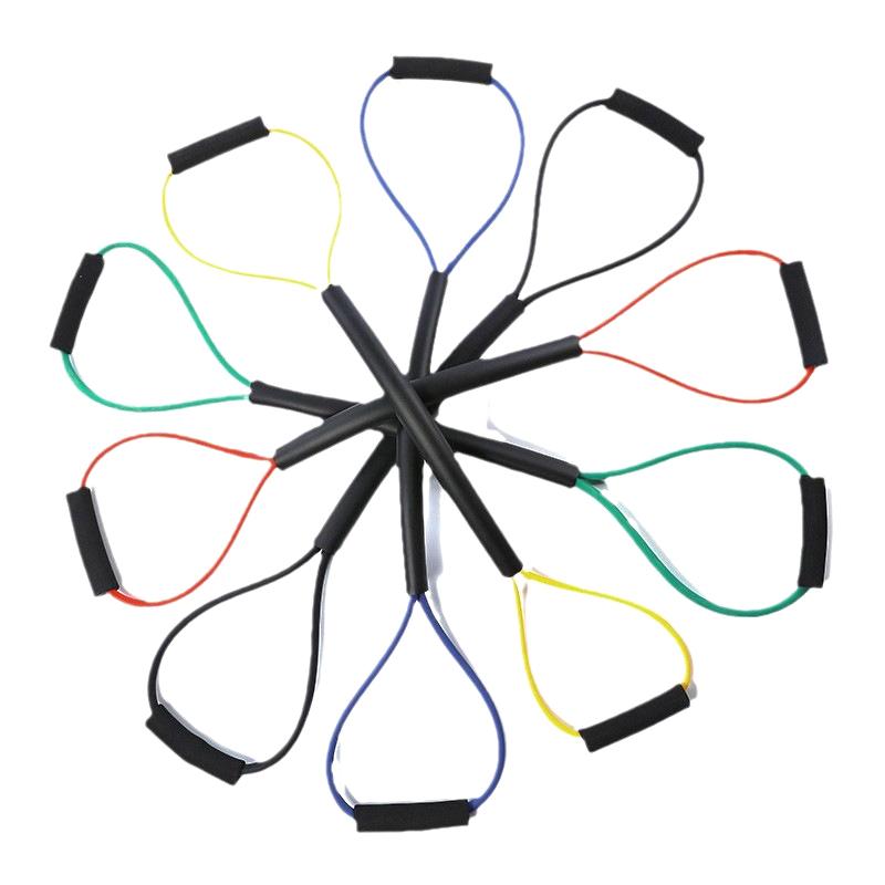 8-Shaped Tension Rope Rubber Resistance Band Exercise Elastic Band With Handles Boxing Tension Belt For Leg Thigh Home