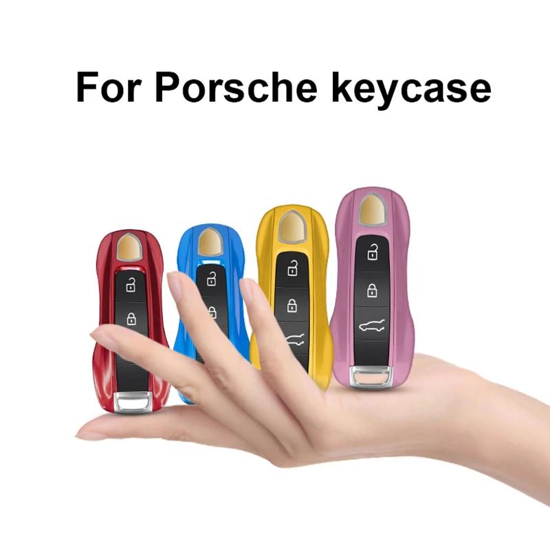 For Porsche Panamera Cayenne 911 Taycan Solid Color Abs Car Key Case Cover Accessories