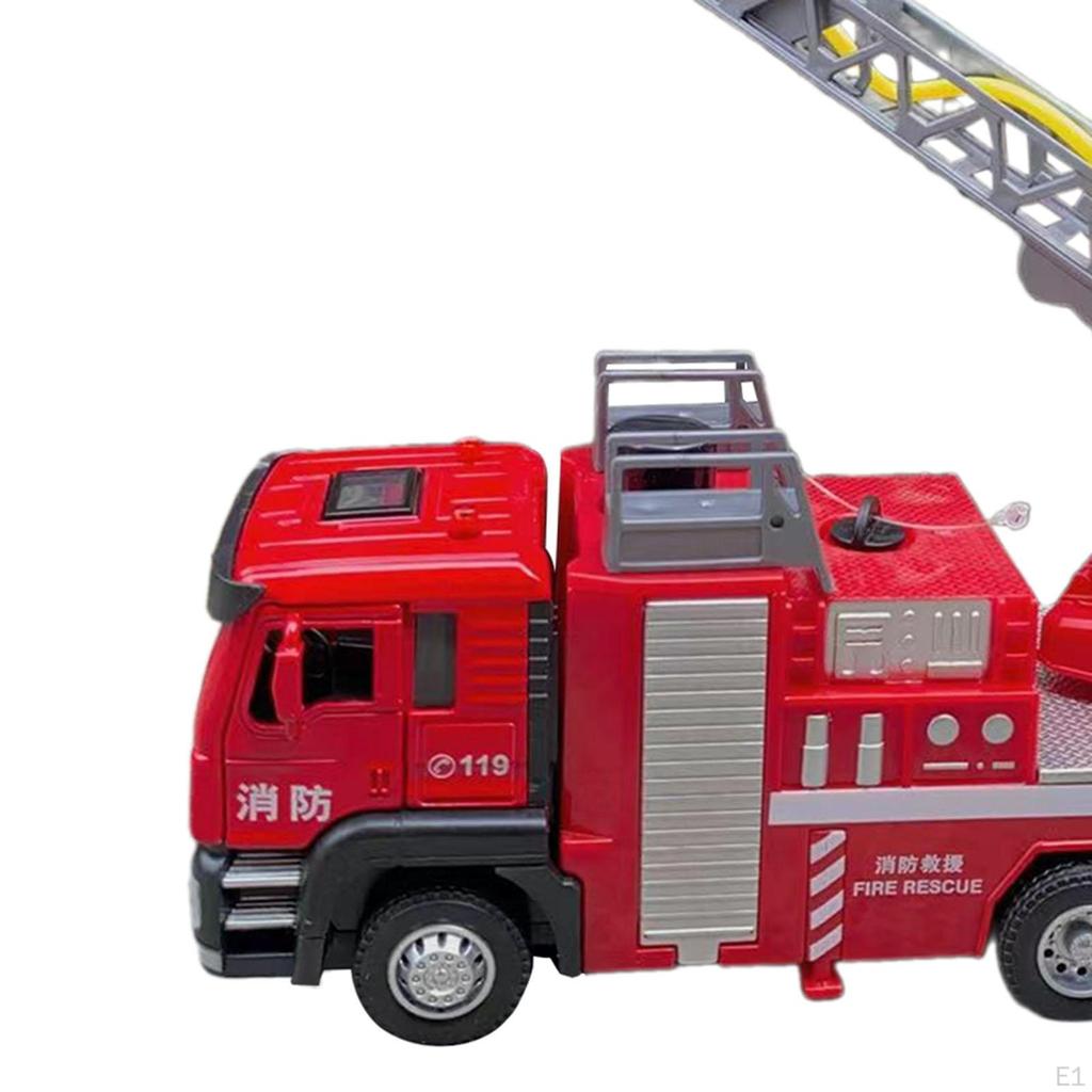 1/50 Diecast Model Alloy Fire Truck Working Ladder and Spray Water Firetruck Toy Portable Pull Back
