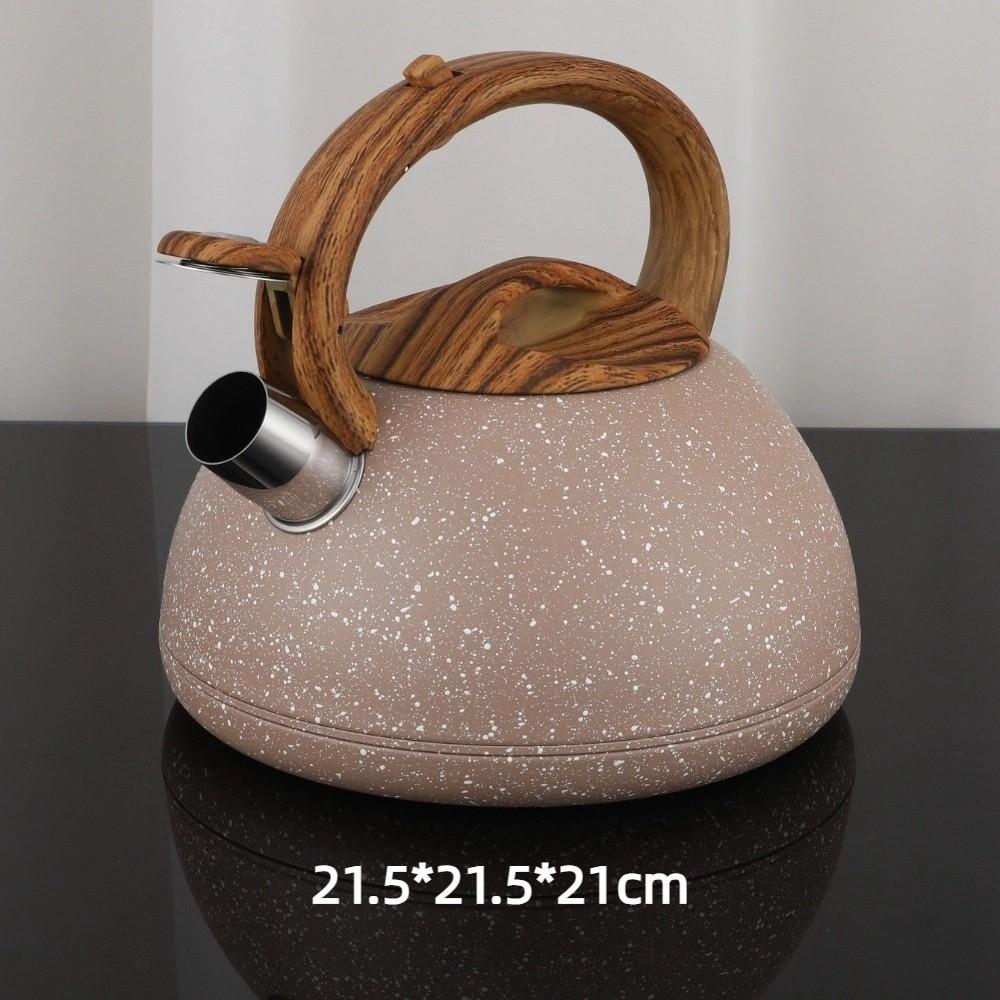 3L Whistling Kettle Wooden Handle Boiling Coffee Pot Durable Gas Induction Cooker Kettle  Kitchen