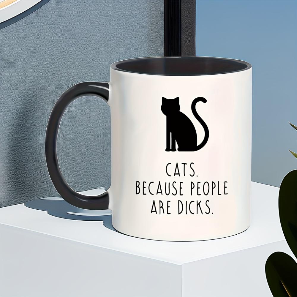1pc Black Cat Coffee Cups 11oz Ceramic Water Cup Summer Winter Drinkware Birthday Thanksgiving Christmas Gifts for Kitten Lovers