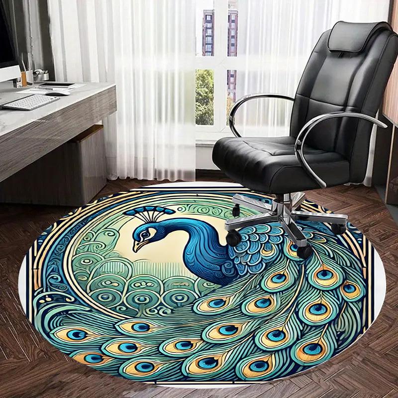1pc Office Carpet Chair Mats Peacock Feather Artwork Perfect for Decorating Office Chairs, Living Rooms, Or Bedrooms