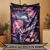 Custom Name Personalized Kpop Demon Hunter Print Blanket, Home Decor, Bedroom, Sofa, Camping, Couch, Gifts for Birthday Christmas