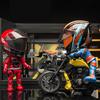 Transforming Motorcycle Rider Figurine Deformable Helmet Racing Driver Action Figure with Movable Joints Desktop Decoration