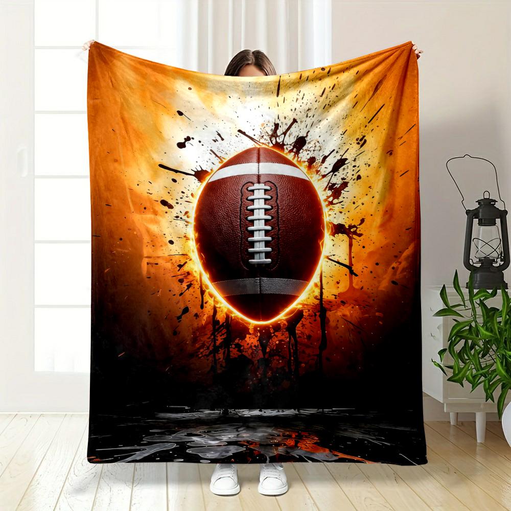 Fiery American Football Design Blanket Flannel blanket for bedroom, living room, sofa, and nap sofas.