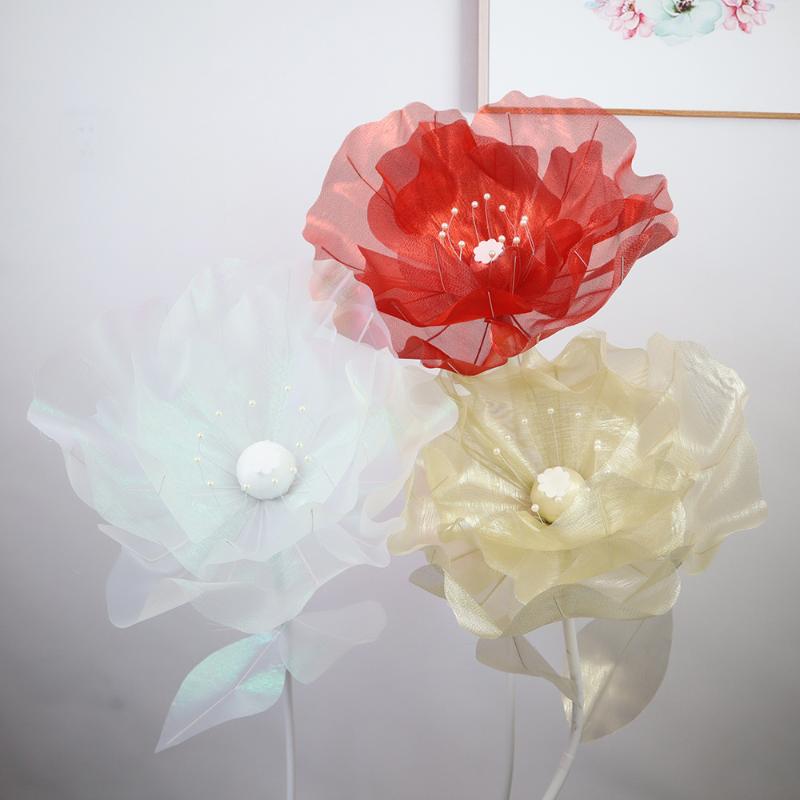 Colorful 3D Simulation Silk Screen Flower 1Pcs 50cm Large Size Real Touch Design for Festival Wedding Table Centerpiece Decor