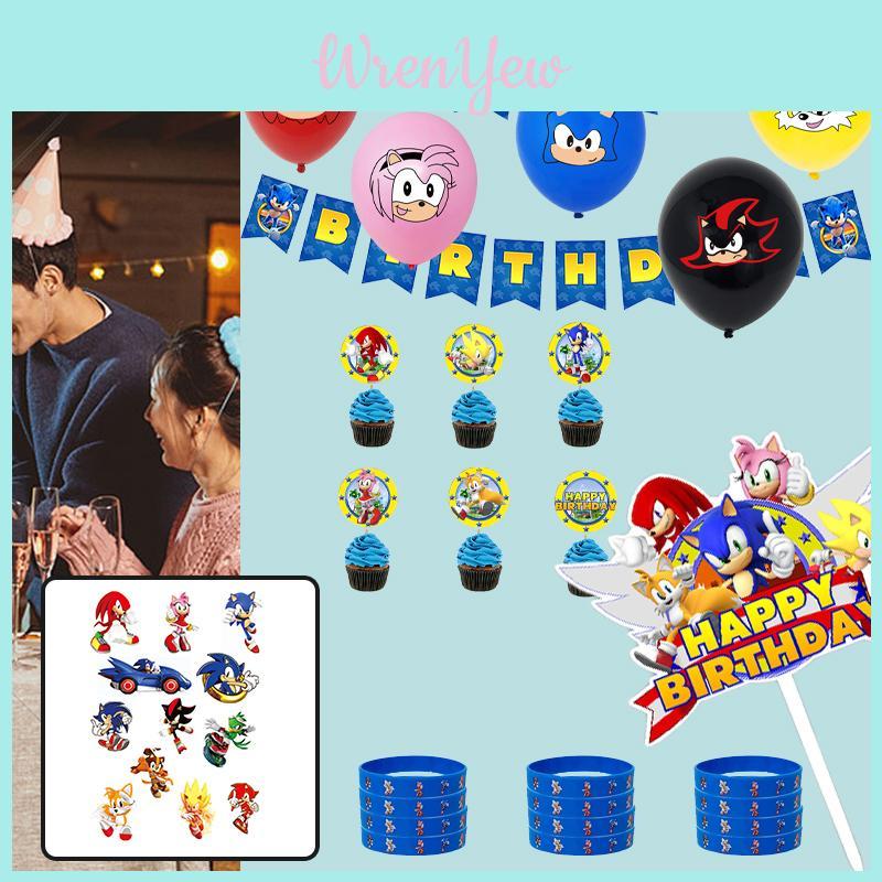 Sonic Birthday Party Decorations Set With Vibrant Banners Cake Toppers And Balloons