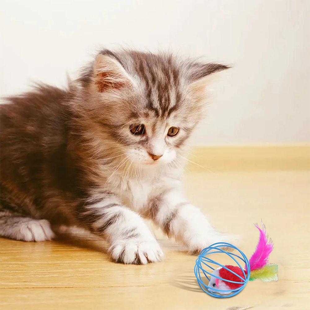 Hot Cage Rat Popular Colorful Mouse In Cage Cat Toy Within Sand Interactive Chase Cat Mouse  Pet Supplies Toy