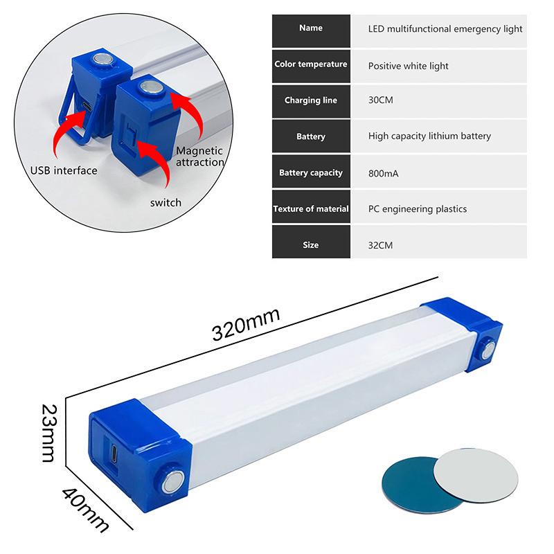 

17/32/52 см Светодиодная трубка Перезаряжаемый от USB Кемпинговый светильник Магнитная портативная лампочка Подходит для аварийного освещения Подсветка для шкафа