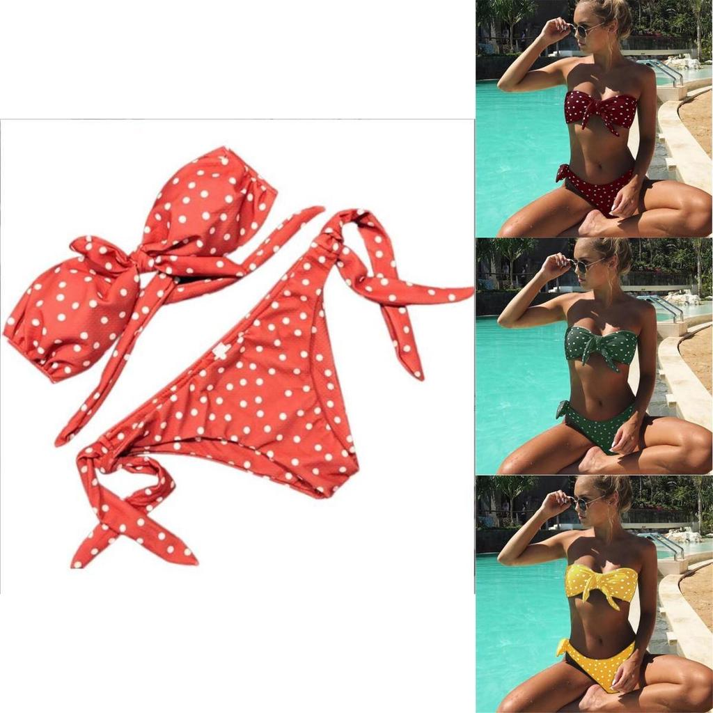 Premium Quality Women Summer Swimwear Fashion Wave Dots Bikini Set For Timeless Style