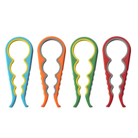 4-in-1 Jar Opener with Non-Slip Silicone Grip Multi-Function Bottle Can Lid Remover for Kitchen Ergonomic Rust-Proof Essential Tool for Arthritis