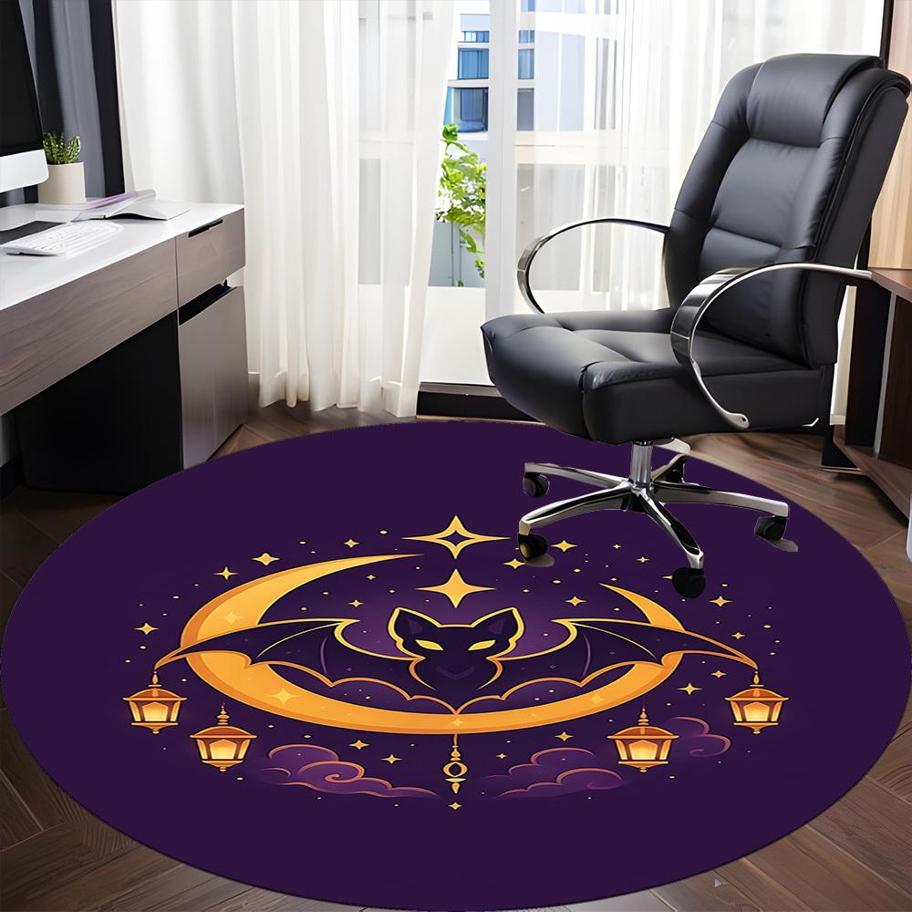 1pc Moon Bat Office Round Area Rug,  Mat Suitable ForOffice, Under Office Chairs Bedroom Living Room Home Decor, Room Deco