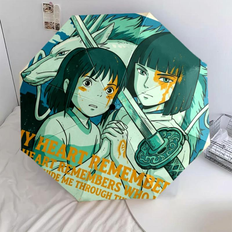 Spirited Away Foldable Umbrella Fashionable Auto-Open 8 Iron Ribs Plastic Handle Sunshade-kwq282
