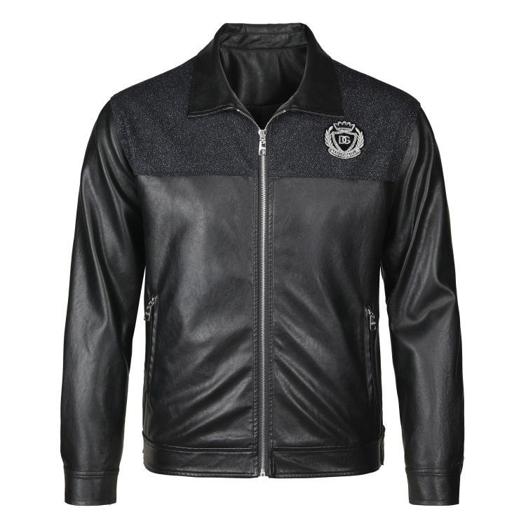 

Du Jiabang Men s Autumn/Winter Faux Leather Zipper Jacket - Trendy and Handsome Business Wear Extra Large чорний