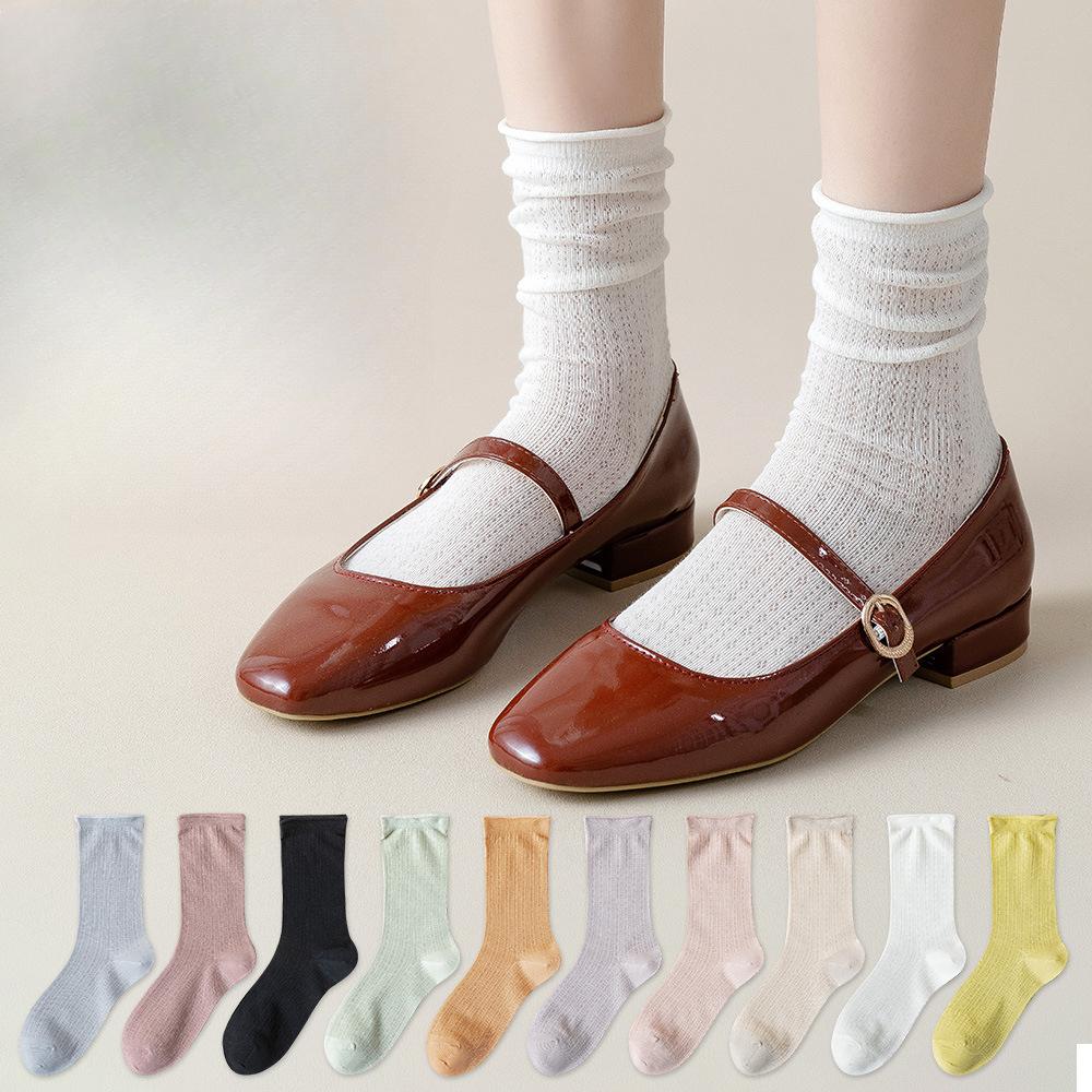 

Female Summer Thin Pure Cotton Boneless Loose Mouth Month Son Stack Socks 1 pair світло-жовтого кольору