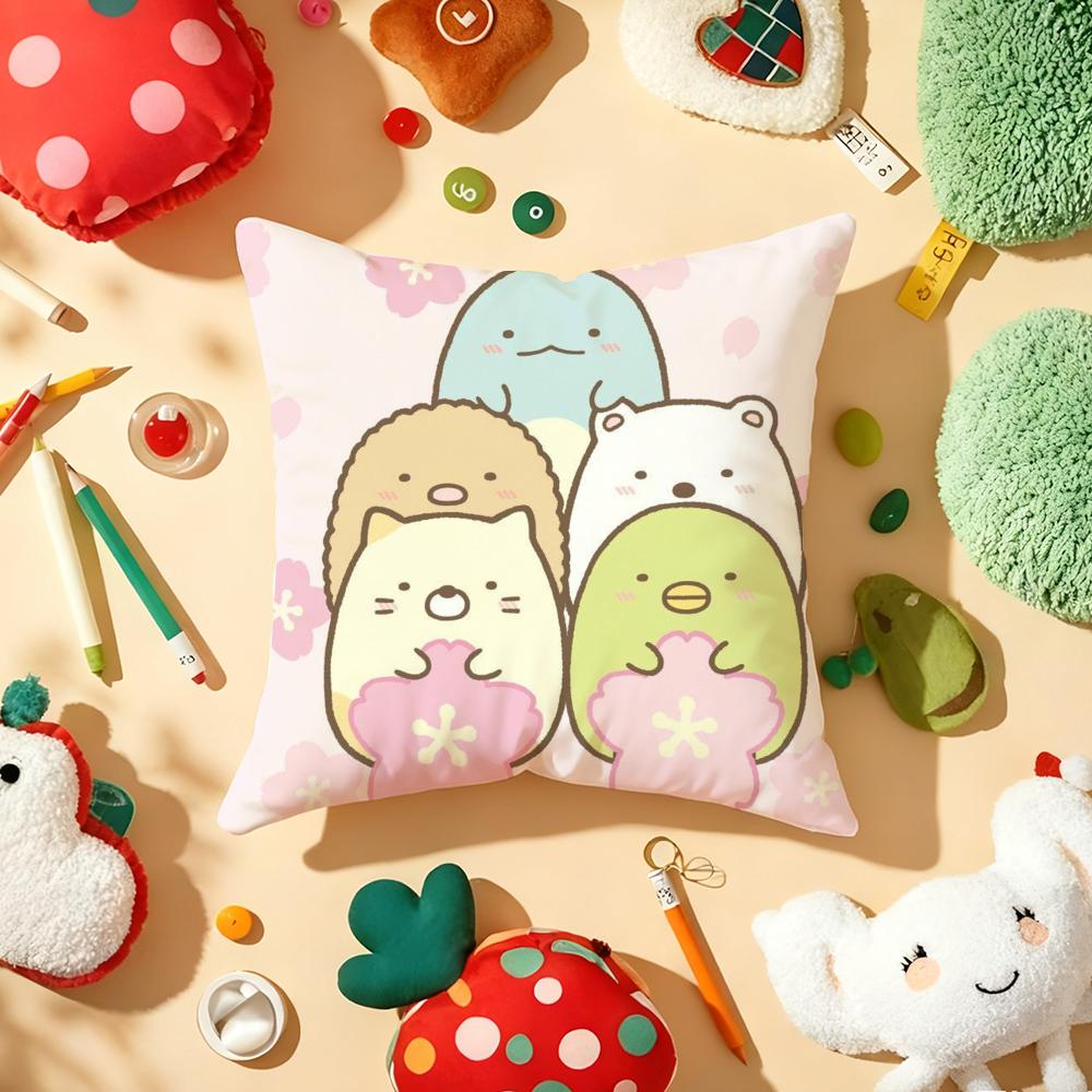 Kissenhülle Plüschstoff Weich Zweiseitig Bedruckt Sofa Warm Winter Zuhause Geschenk Kissenbezug Niedlich S-Sumikko G-Gurashi