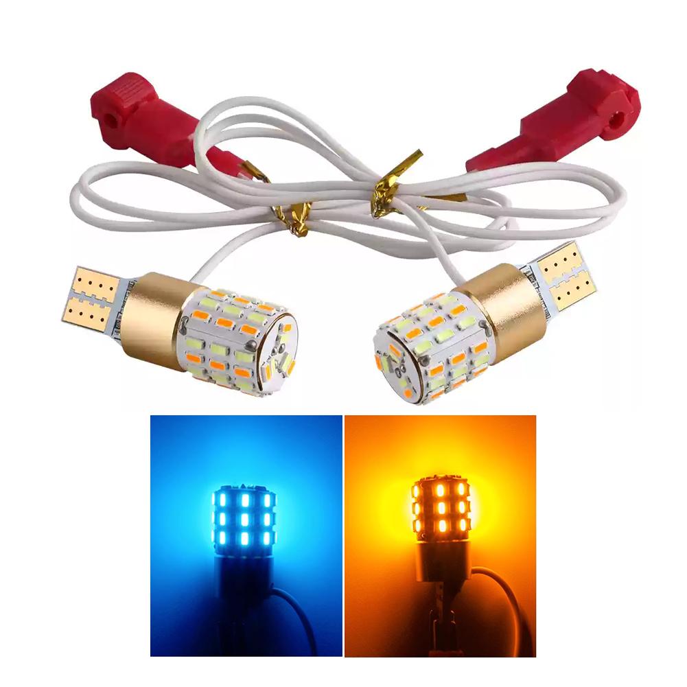 

2 шт. T15 Указатель поворота Мотоциклетный сигнальный фонарь Габаритный фонарь Парковочный фонарь Заднего хода Цвет Туман Canbus Светодиодная лампа Аксессуары Ice Blue+Yellow