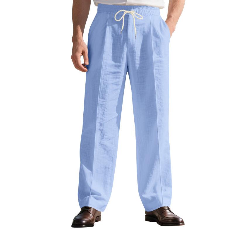 Autumn Loose-Fit Breathable Linen Casual Men's Minimalist Trendy Relaxed Beach Trousers