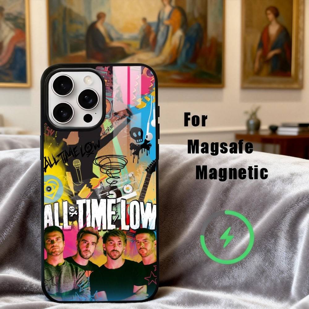 

Punk A-All Time Low Band Phone Case For iPhone17,16,15,14,13,12,11 Plus,Pro Max Magnetic For Magsafe Wireless Charging iPhone17Air