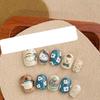 Cartoon Rilakkuma Short Square Round Handmande False Nails Cute Animal Bear Cat Dog Strawberry Bow Press On Nails Christmas Gift