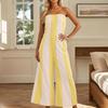 Comfy Wide Leg Jumpsuits For Women Summer Casual Strapless Striped Romper Loose Sleeveless Beach Outfits With Pockets