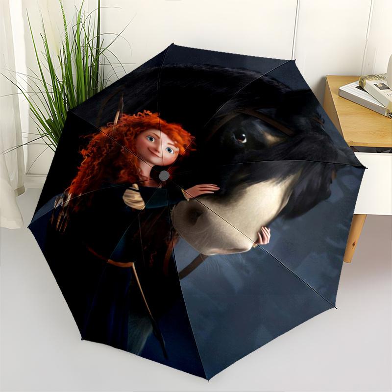 

Merida s Brave Adventure Cartoon Umbrella, Portable 3-Fold Compact Umbrella, Suitable for Camping, Hiking and Travel, Ideal Easter Birthday