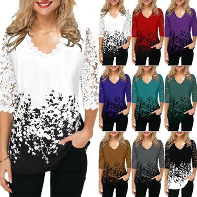 Цветная женская блузка, туника 3/4 рукав