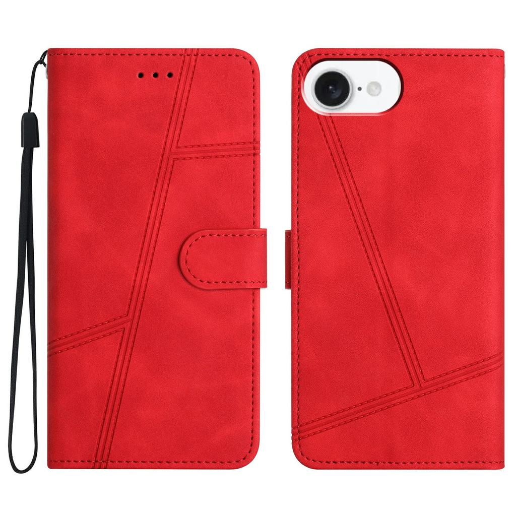 For iPhone 16e Case Flip Leather Retro Phone Cover Lines Imprinted