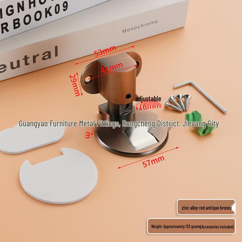 Adjustable Height Magnetic Zinc Alloy Door Stop - Punch-Free, Anti-Collision, Invisible Design