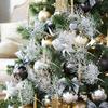 Agujas de Pino Artificiales Agujas de Pino Falsas Blancas Ramas Plantas Guirnalda DIY Adornos para Árbol de Navidad Regalos de Año Nuevo Decoraciones de Mesa
