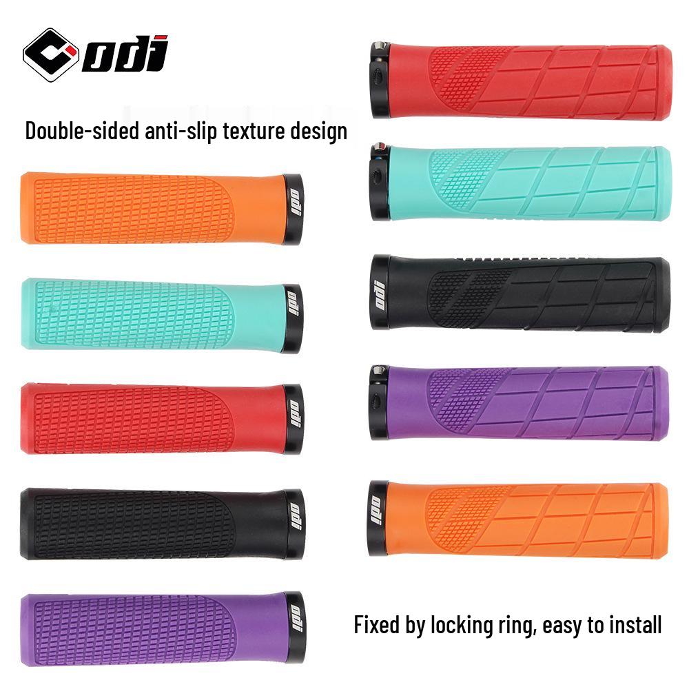 American ODI Anti-Slip Shock-Absorbing Lock-On Rubber Grips for Mountain, Fixed Gear, and Folding Bikes