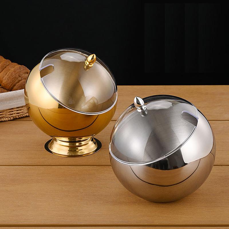 Edelstahl Schüssel mit schrägem Rand und Deckel Hot Pot Buffet Würzkorb Schüssel Glas Behälter Salat Kugel-Schüssel