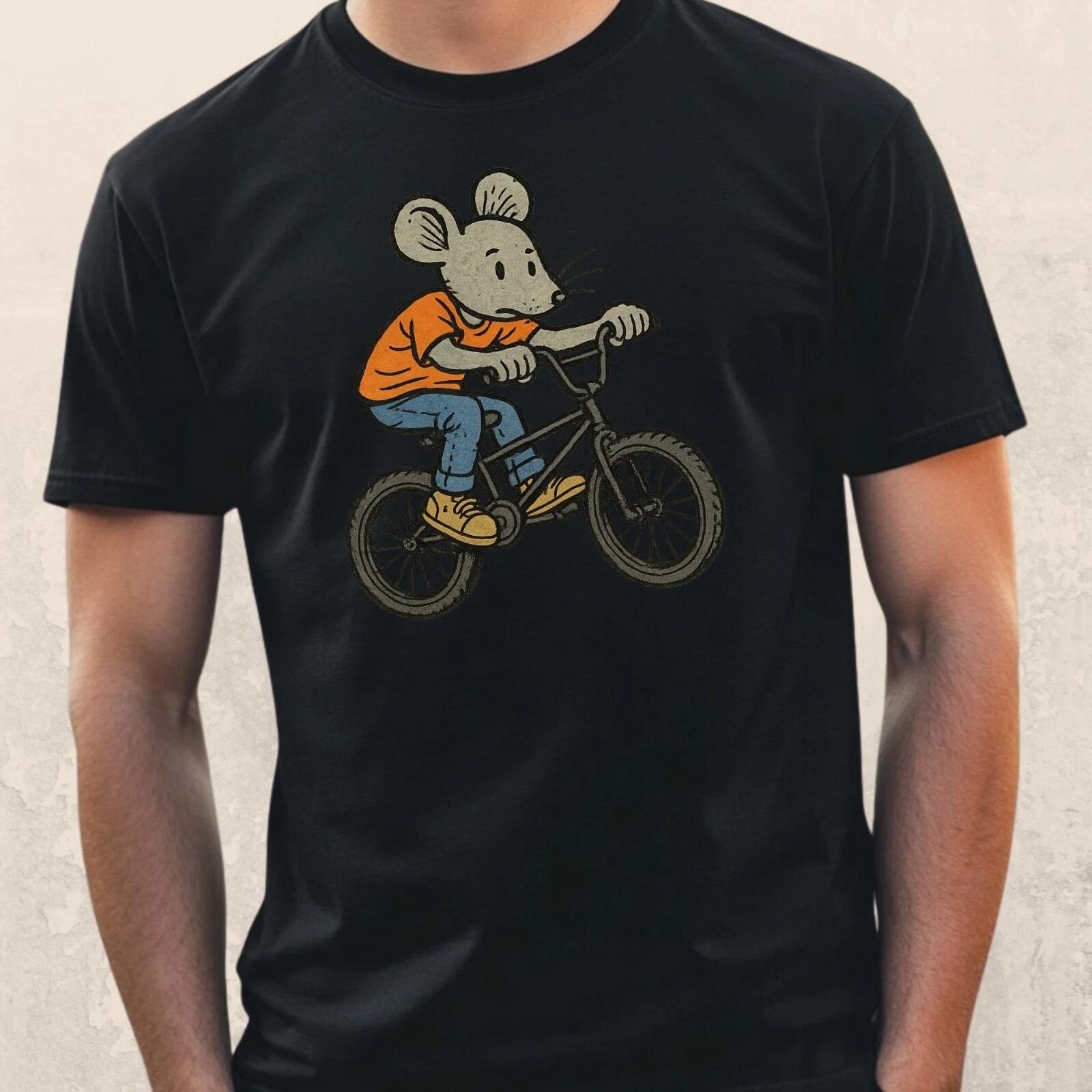 T-Shirt Herren Maus fährt BMX Motiv Baumwolle Größe S bis 5XL S