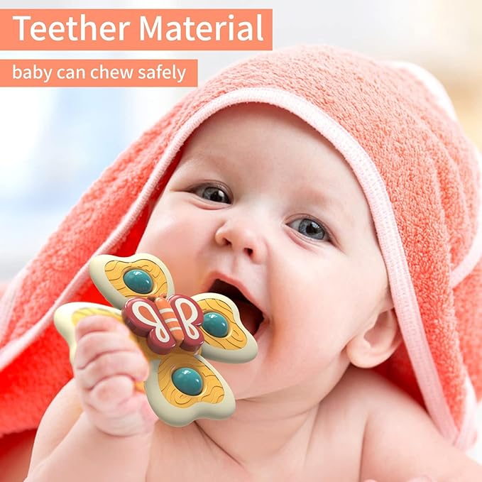 Baby Interactive Toy Set Snail Butterfly Bee Suction Spinner Educational Sensory Development for Travel Bath Time Teething Fine Motor Skills