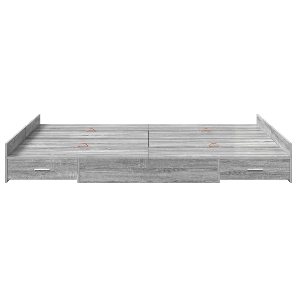 Storage Bed Frame Grey Sonoma 135 x 190 cm