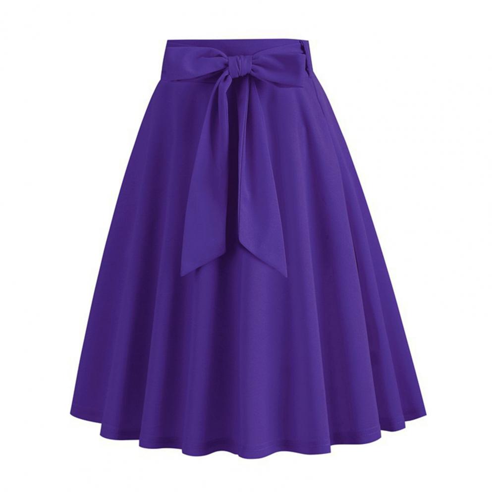 

Женская мини-юбка с высокой талией, шнуровкой, бантом, декором, короткая юбка, однотонная, трапециевидная, юбка для катания на коньках, повседневная одежда для отдыха S фиолетовый