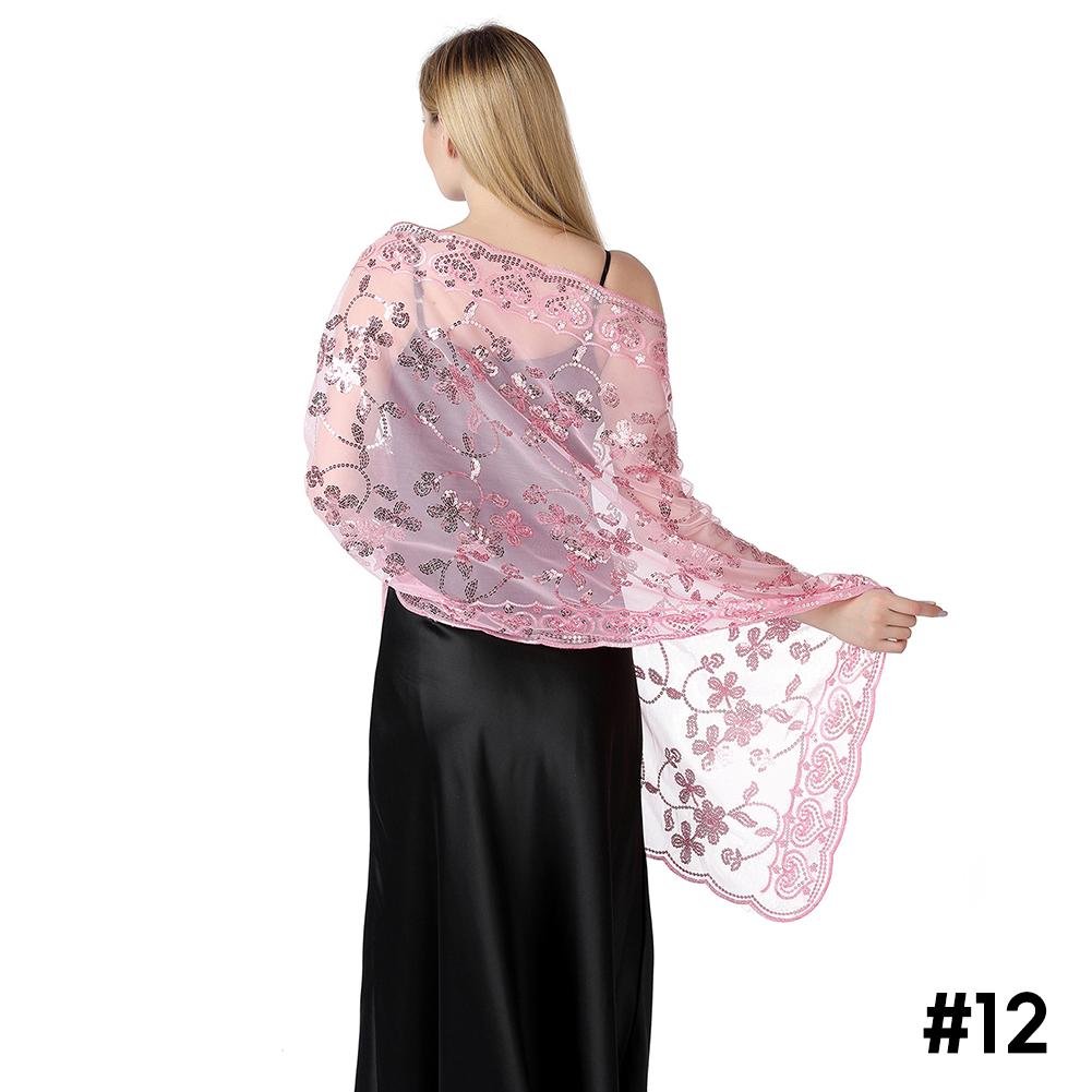 Șal cu paiete, eșarfă elegantă pentru hijab, acoperire pentru festivalurile de Ramadan, șal floral modest pentru femei, pentru modă, rochii de seară, decorațiuni de nuntă