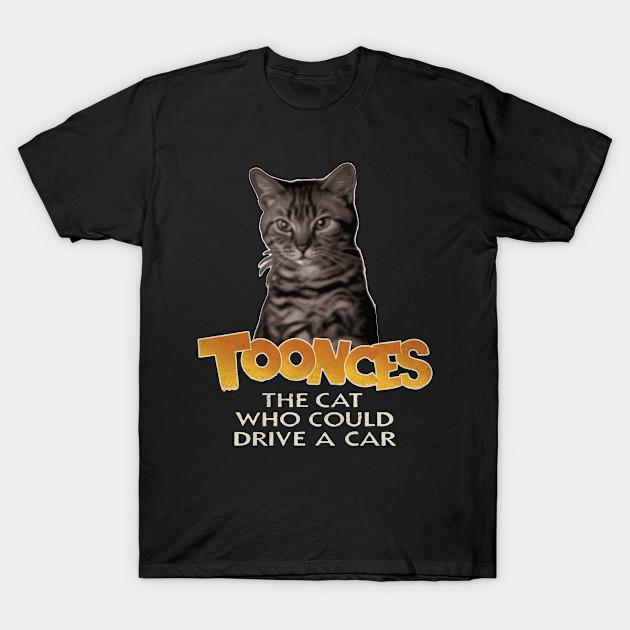 

Men Black Print T-shirt Toonces The Driving Cat No-Cut Transfer Paper Print Cotton Tshirt 4XL чорний