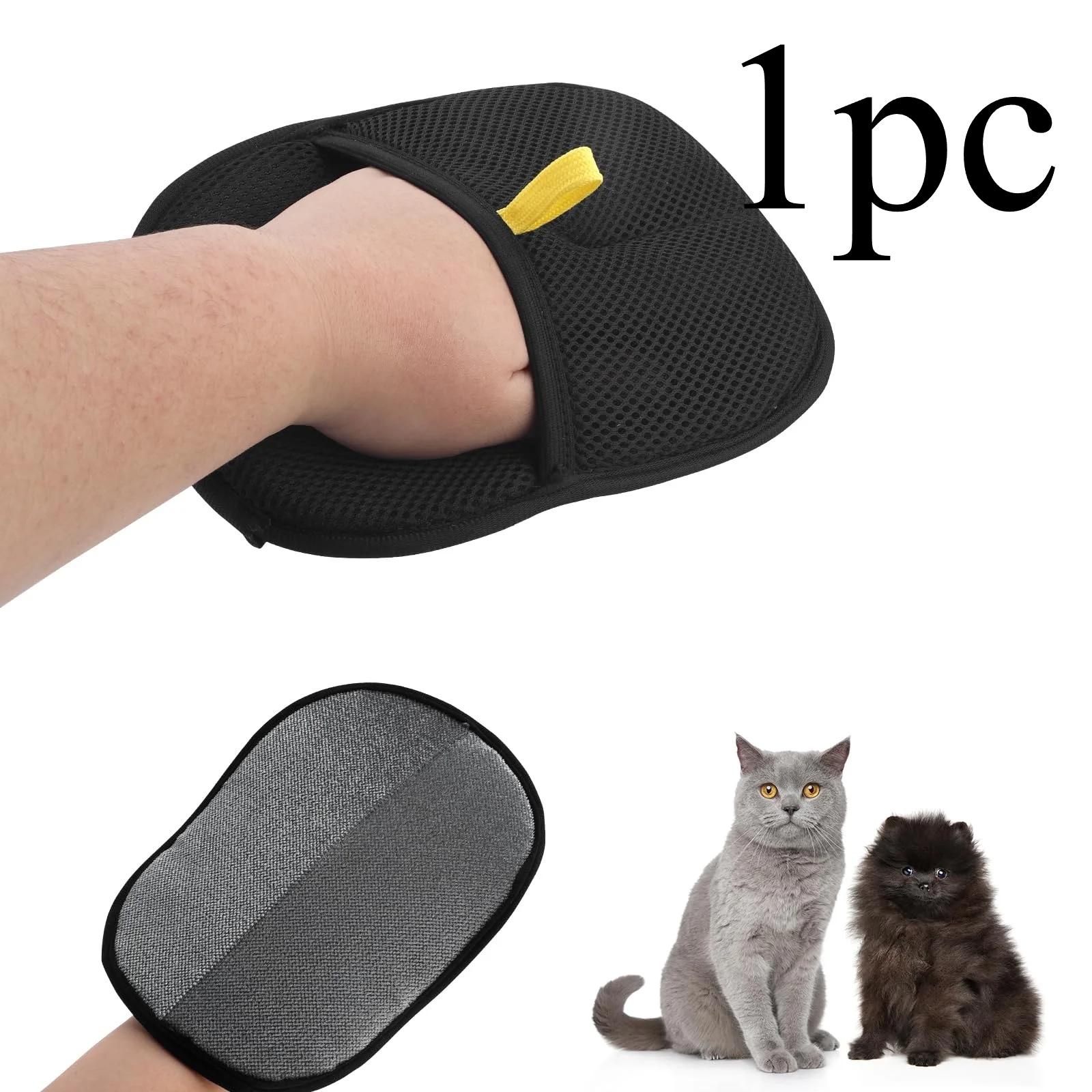 

Инструмент для удаления шерсти домашних животных Многоразовые перчатки для удаления статического электричества, Двусторонние перчатки для груминга домашних животных, Удаляет шерсть домашних животных с ковров чёрный